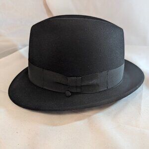 Share Gently Used Black Selentino (Tonak) Rose Classic Fur Felt Fedora - 7 1/8